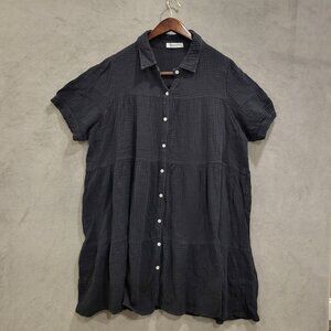 Richmood Button Up Dress Women's Size L Tiered Summer Beach/Pool Coverup Dress